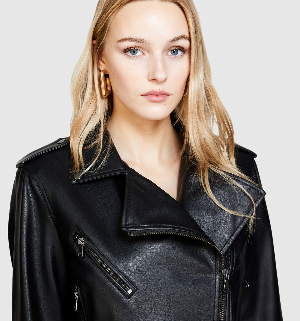 Padded biker jacket - women's jackets - Black | Sisley image number 5